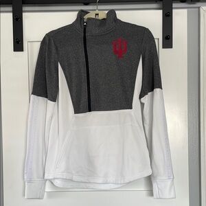 Adidas Gray and White Fitted Long Sleeve  IU Quarter Zip